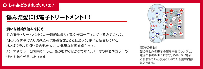 じゃあどうすればいいの？ 傷んだ髪には電子トリートメント！！